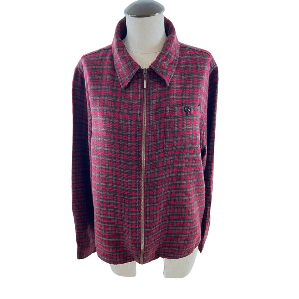 Woolrich Women’s Zip Front Wool Blend Ruby Plaid Fall Heavy Shirt Jacket…